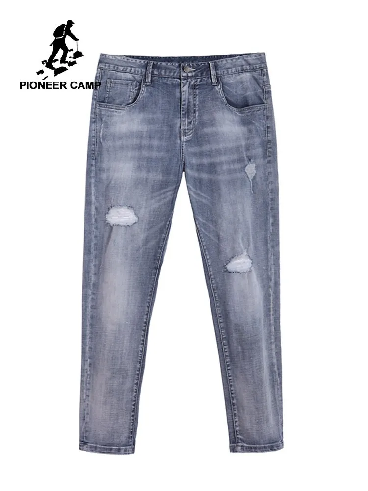 Pioneer Camp 2019 Autumn New Retro Hole Fashion Jeans Men Ankle-Length Pants Cotton Denim Trouser | Мужская одежда