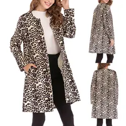 Модные женские туфли леопардовой расцветки зимние теплые длинное пальто женский кардиган верхняя одежда, пальто, куртка