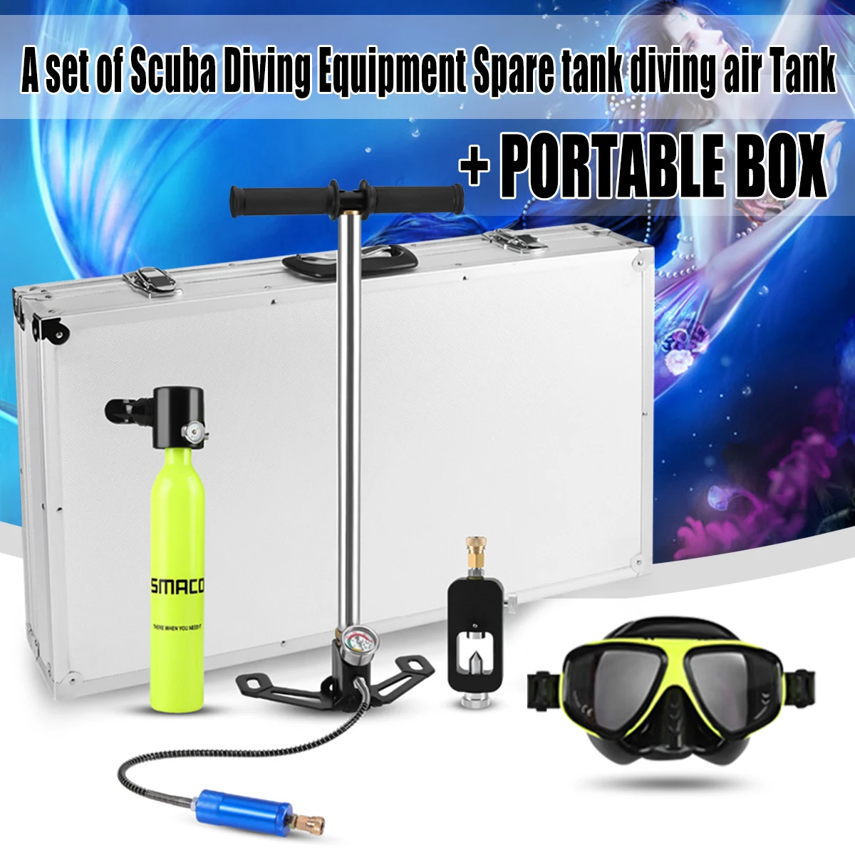 

Scuba Oxygen Air Tanks Adapter Pump Aluminum Box Snorkeling Underwater Breathing Device Diving Scuba Regulator Cylinder