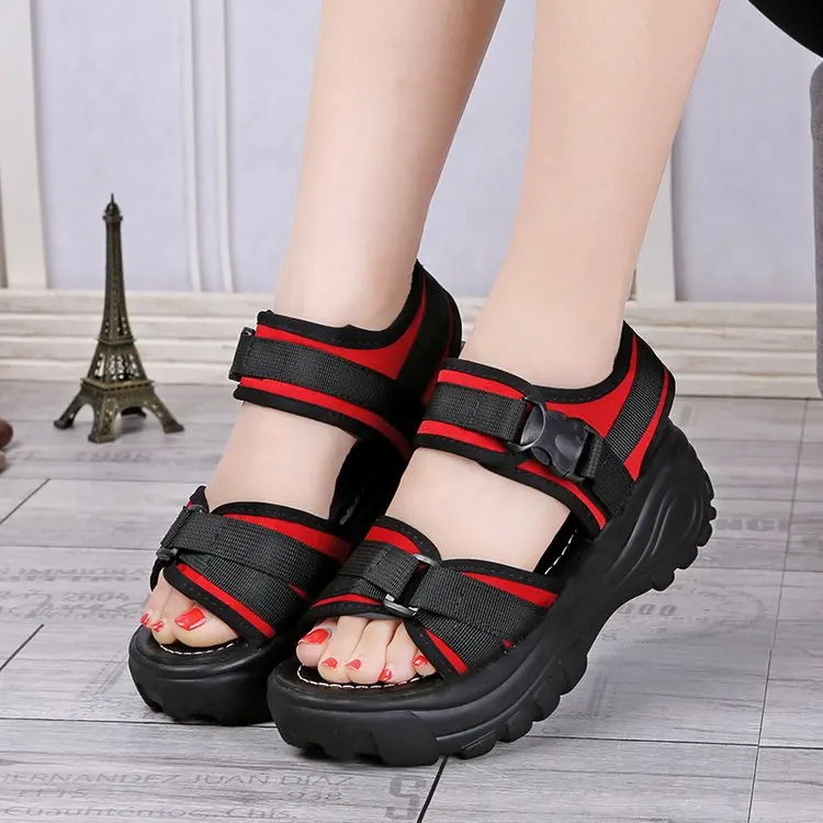 Women's Sandals 2019 Summer 8 Cm Heel Sandals For Women Chunky Sandal Wedge Roman Platform Shoes Peep-toe Sandals