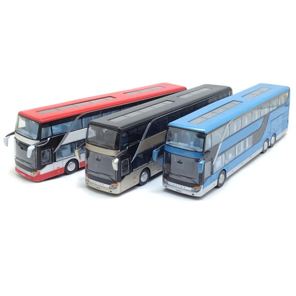 

1:32 Alloy Double Layer Bus Pull Back Model Cute Night View Collectible Die Cast Vehicle scrub dull Toy For Boys YH-17