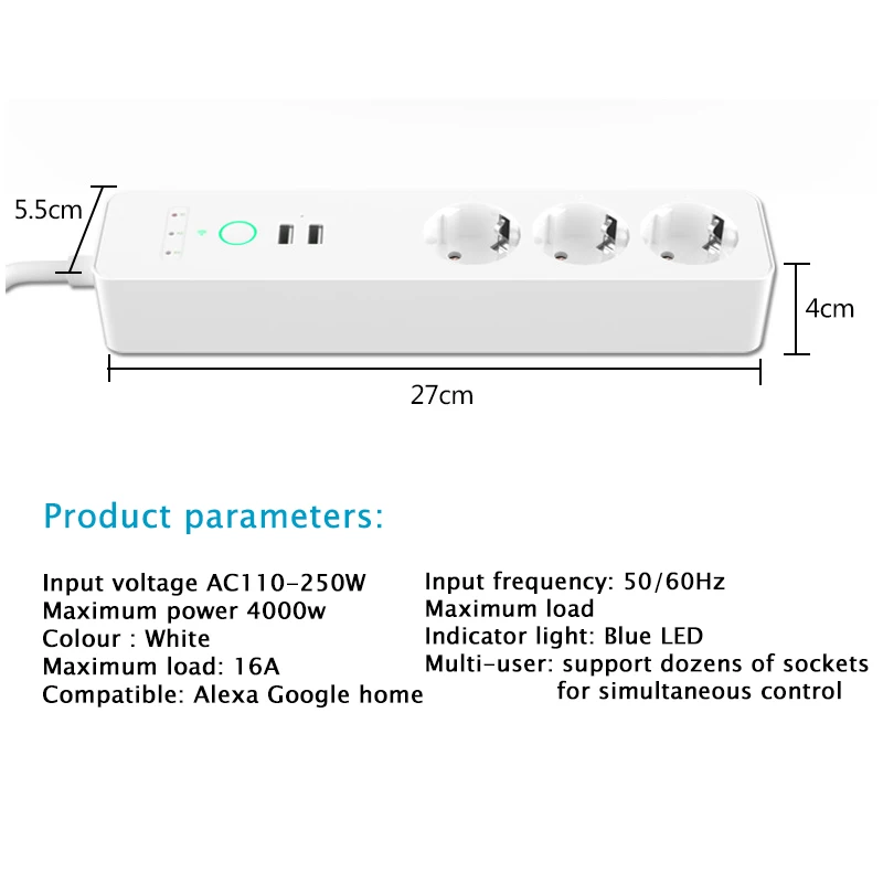 LEORT Wi Fi умная силовая полоса EU мульти штепсельная розетка 3 переменного тока 4 USB