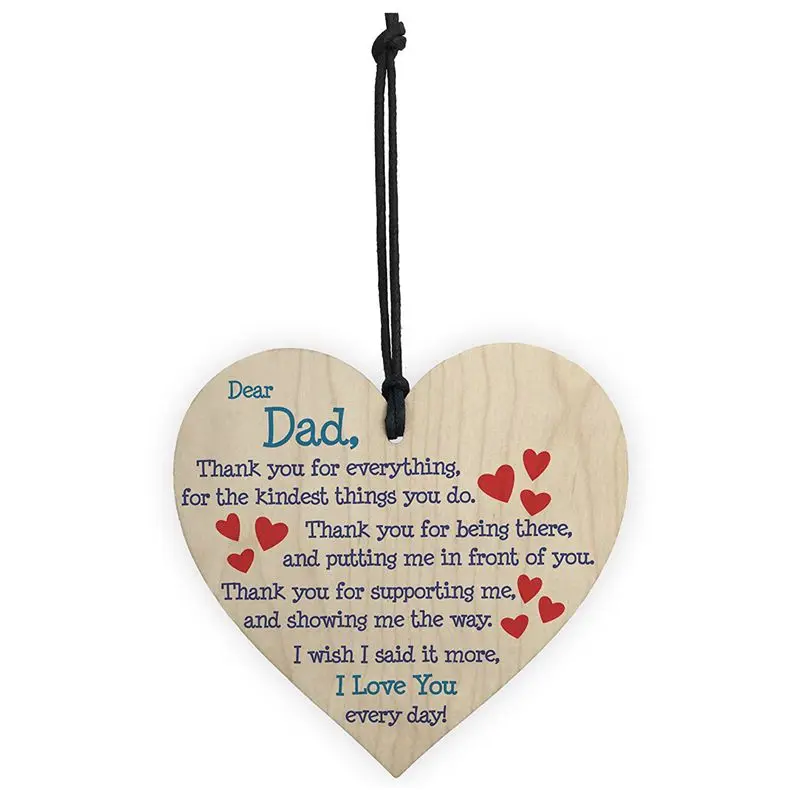 

Dad I Love You Everyday Father's Day Gift Wooden Hanging Heart Cute Dad Sign,blue&purple&red
