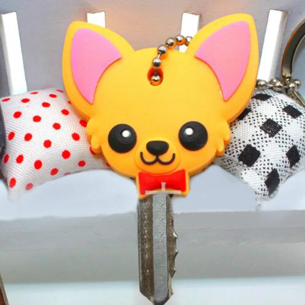 Милый брелок для ключей с щенком Мопсом кошкой кроликом DIY силиконовый чехол