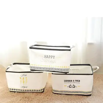 

Cotton Linen Sundries Storage Basket Waterproof Portable Toys Sorting Box Laundry Basket