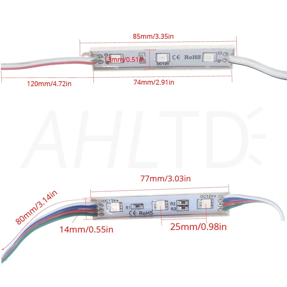 20 шт 5050 3 светодиодный модуль освещения для знака DC 12 V Водонепроницаемые суперяркие светодиодные модули SMD Холодный белый/теплый белый/синий/красный цвет