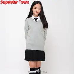 Японский JK форма свитер школьников вязаный свитер shirtanime Лолита горничной Хэллоуин косплэй костюм V образным вырезом толстовка