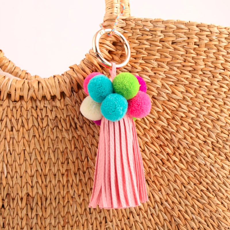 Fashion Jewelry Keychain Pom Pom Tassels Key chain Pompom Keyring