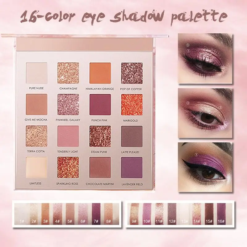 Eye Shadow Shimmer Matte 16 Colors Eye Shadow Tray Waterproof Long-lasting Make-up Eye Shadow Palette Make Up Beauty Products