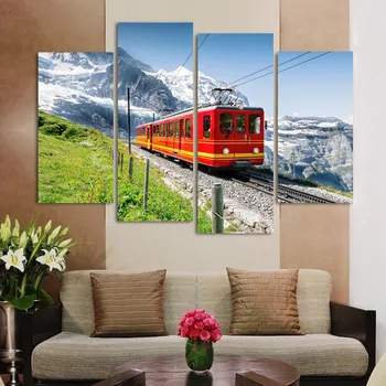 

Painting Modular Picture Wall Art 4 Pieces/Pcs Iceberg Under The Train Canvas Home Decoration Shipped g witin 24 hours