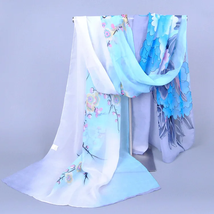 

2019 Spring, Summer, Autumn And Winter Ladies Sunscreen Chiffon Scarves New Fresh Sun Shade Small Scarf Printing Beach Towel