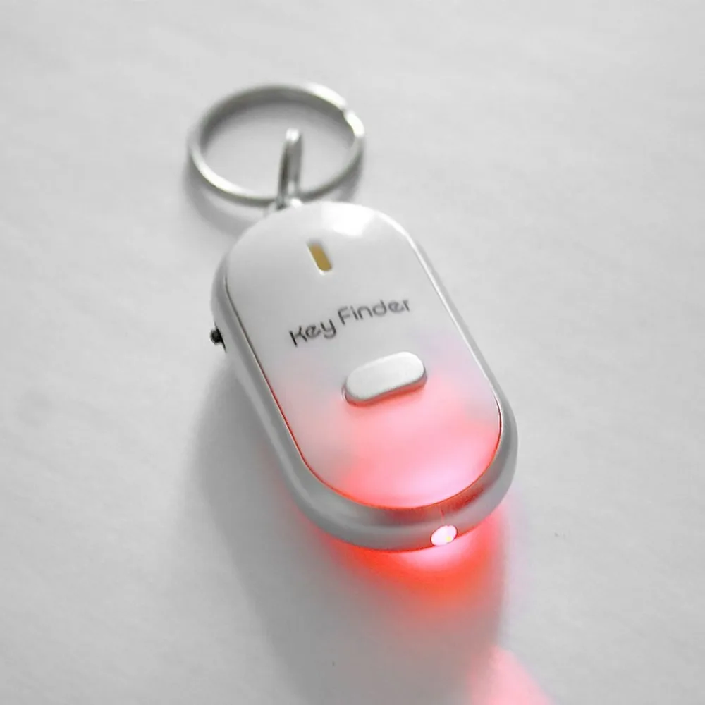 

LED Security Whistle Key Finder Motion Sensor Flashing Beeping Sound Alarm Anti-Lost Keyfinder Locator Tracker with Keyring