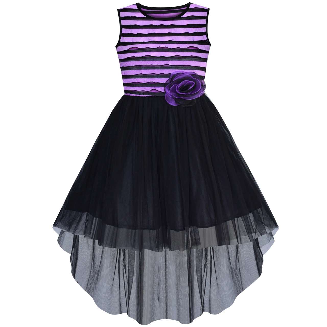 

Flower Girl Dress Hi-lo Black and Purple Party Pageant 2019 Summer Princess Wedding Dresses Kids Clothes Sundress Vestidos