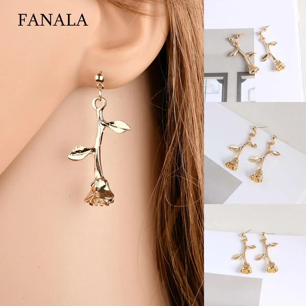 

Casual Pierced Women Geometric Dangle Gold Shape Drop Back Push Earrings