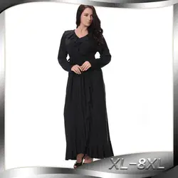 Новая женская одежда с v-образным вырезом женские платья европейские платья Полное платье XL-8XL плюс размер Одежда с принтом 5214