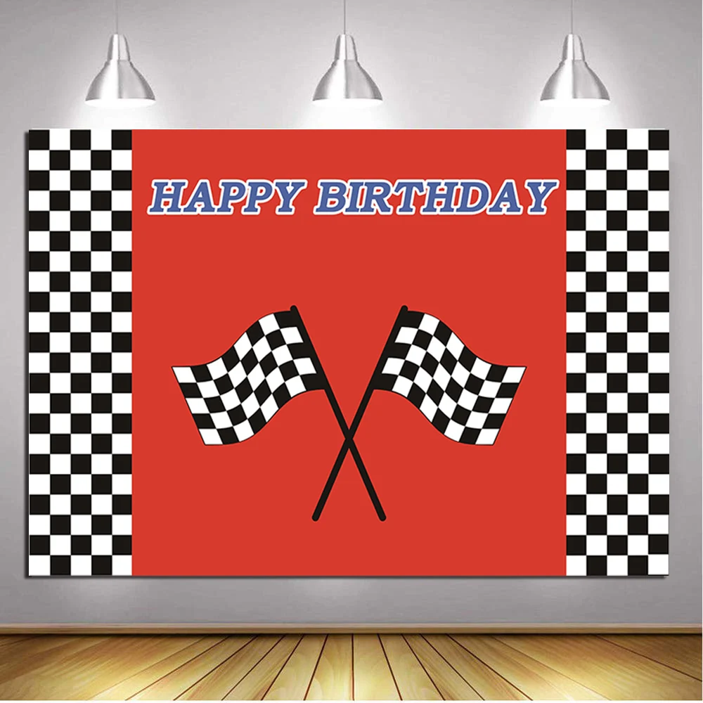 Автомобильные гонки флаг день рождения Тематические фон Гоночный флаг черно-белая клетка фото Фоны счастливый день рождения, вечеринка, фото баннер для киоска