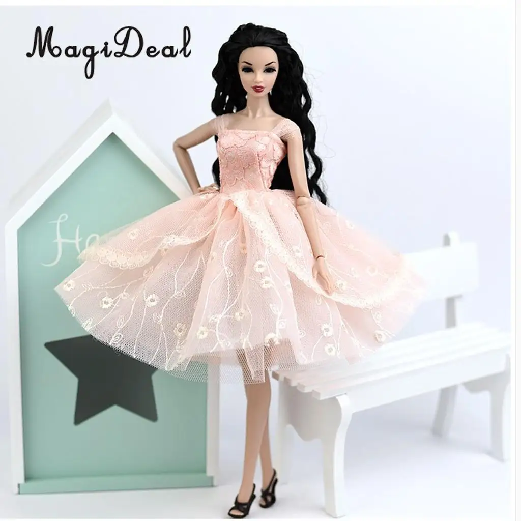 

Fashion Doll Clothes Party Dress Formal Dress Outfit for 1/6 Girl Dolls Clothing Dress up Accessory Pink