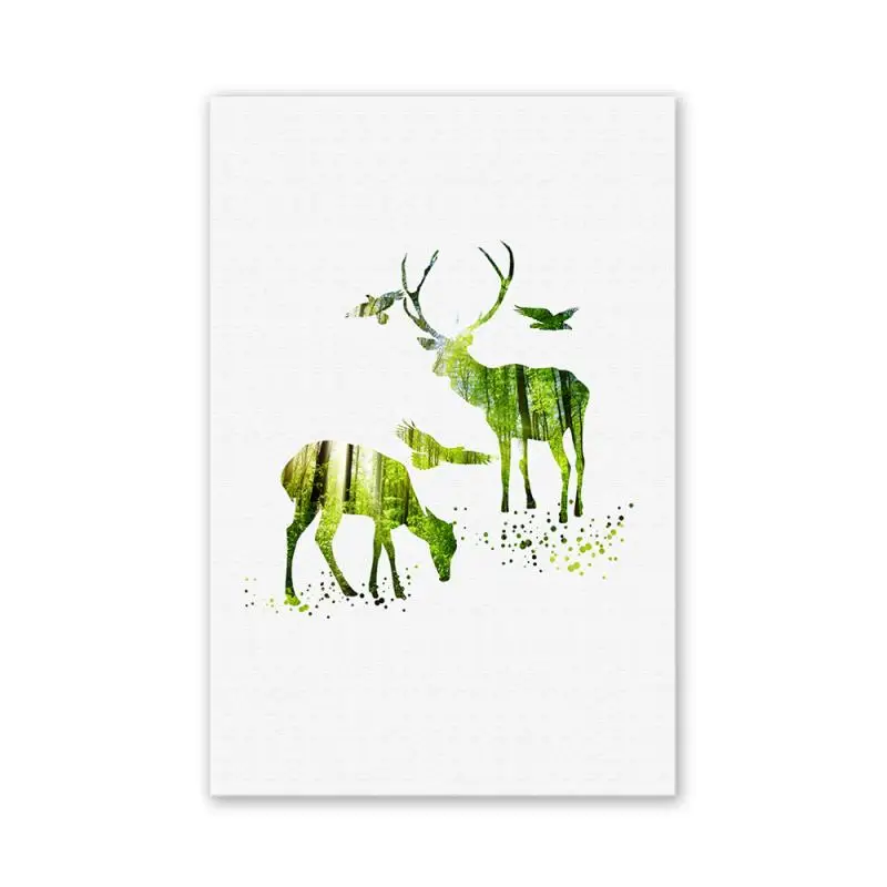 

Green Animals Pattern Wall Art Painting Printed Picture Home Office Decor