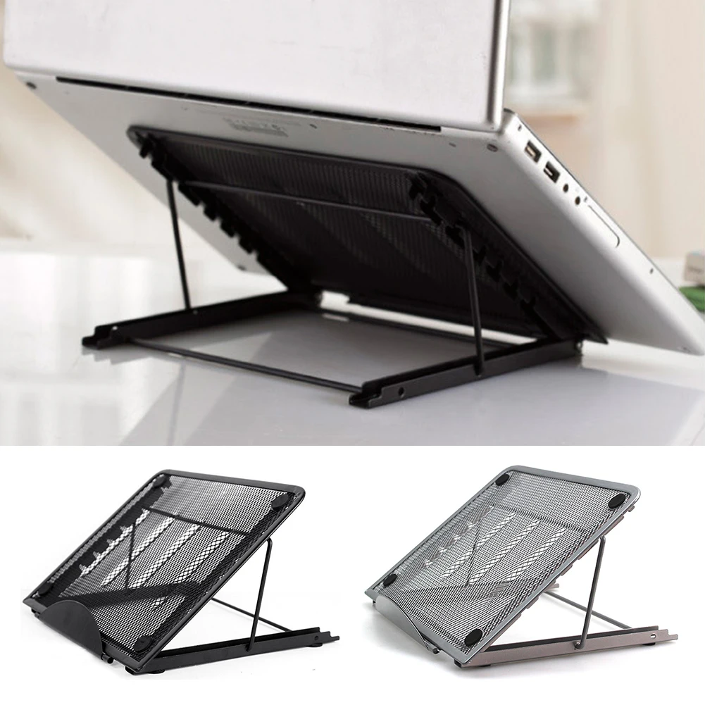 

Portable Desktop Folding Cooling Rack Metal Mesh Non Slip Holder Adjustable Laptop Stand Ventilated