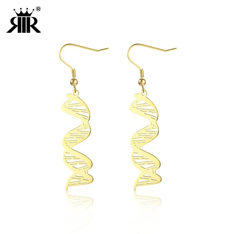 

RIR Gold Helix Earrings DNA Jewelry Double Helix Jewelry DNA Family Drop Earrings Gifts Science Gift For Her Girlfriend Gift