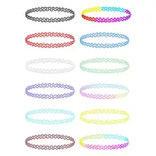 12 штук ожерелье Татуировка стрейч Готическая Татуировка хна эластичное ожерелье набор