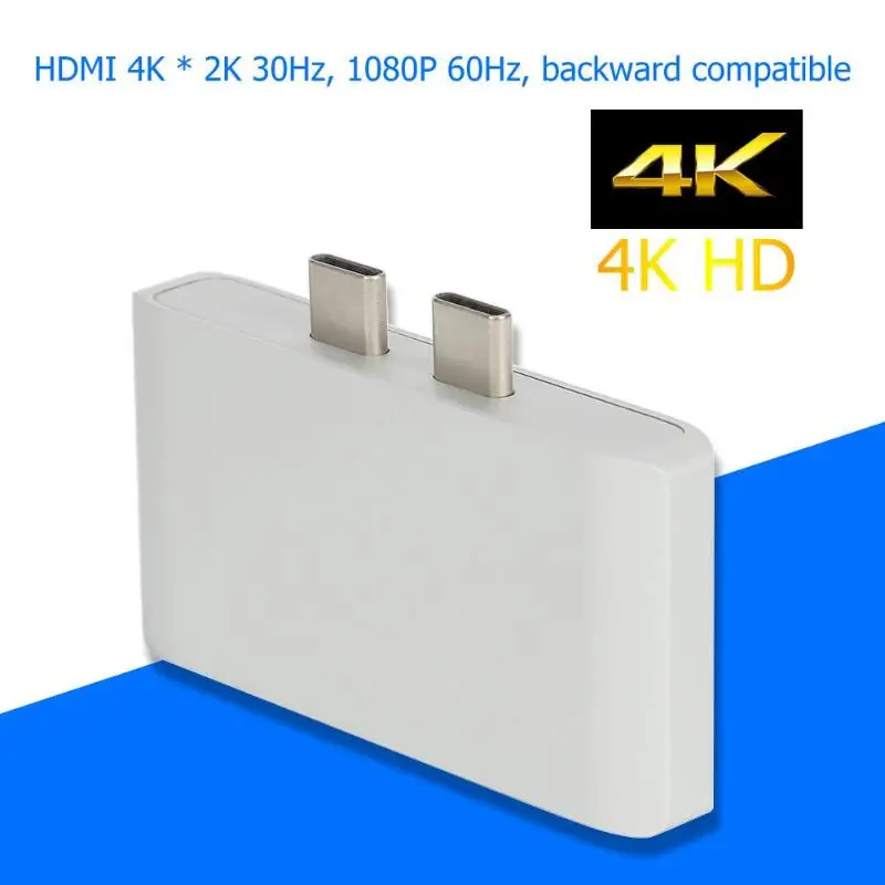 

Adaptador Bluetooth Dual Type C to 4K HDMI USB 3.0 PD 3 in 1 Splitter Adapter Bluetooth Recever For MacBook Pro Laptop