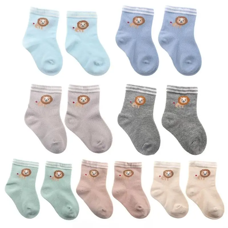 Kids Boy Girls Cotton Soft Socks 7 Color Baby Cute Lion Pattern Autumn Winter for 6-12M | Детская одежда и обувь