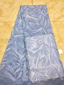 

Popular 3d flowers french lace fabric party/bridal wedding dress lace /african nigerian sky blue sequins lace fabric 5 yards