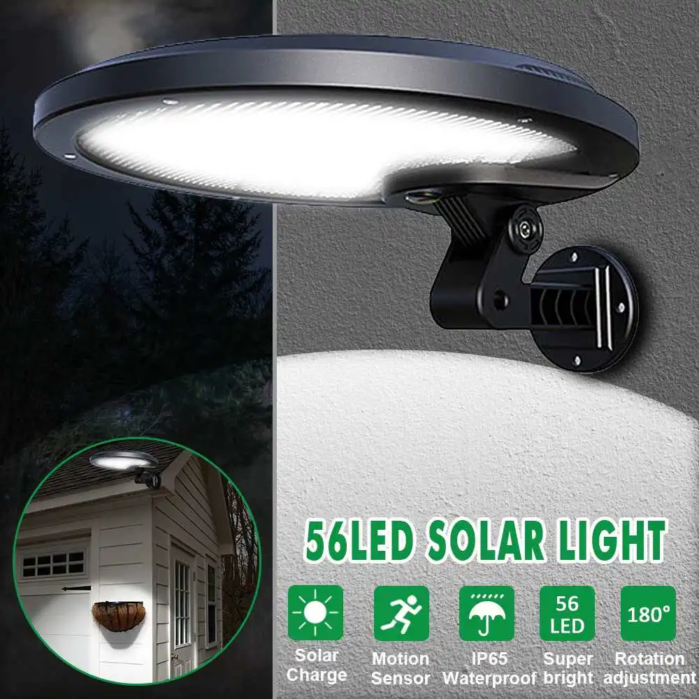 

New 56 LED Flood Lamp Night Garden Remote Sensor Solar Light Wall Lamp Outdoor Waterproof Security Street Solar Lighting Lamp