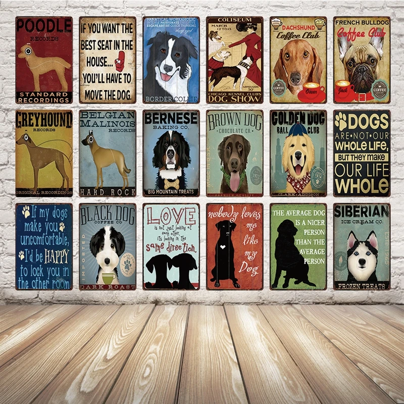 

[ Kelly66 ] Dog Siberian Poodle Bernese Metal Sign Tin Poster Home Decor Bar Wall Art Painting 20*30 CM Size Dy41
