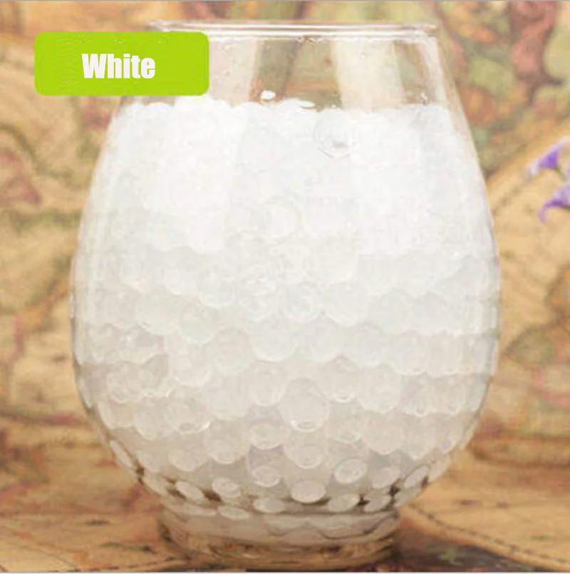 About 100Pcs/lot White Water Baby Beads Crystal Soil Water Beads Mud Growing Ball Water Magic Balls Home Decor Wedding Hydrogel