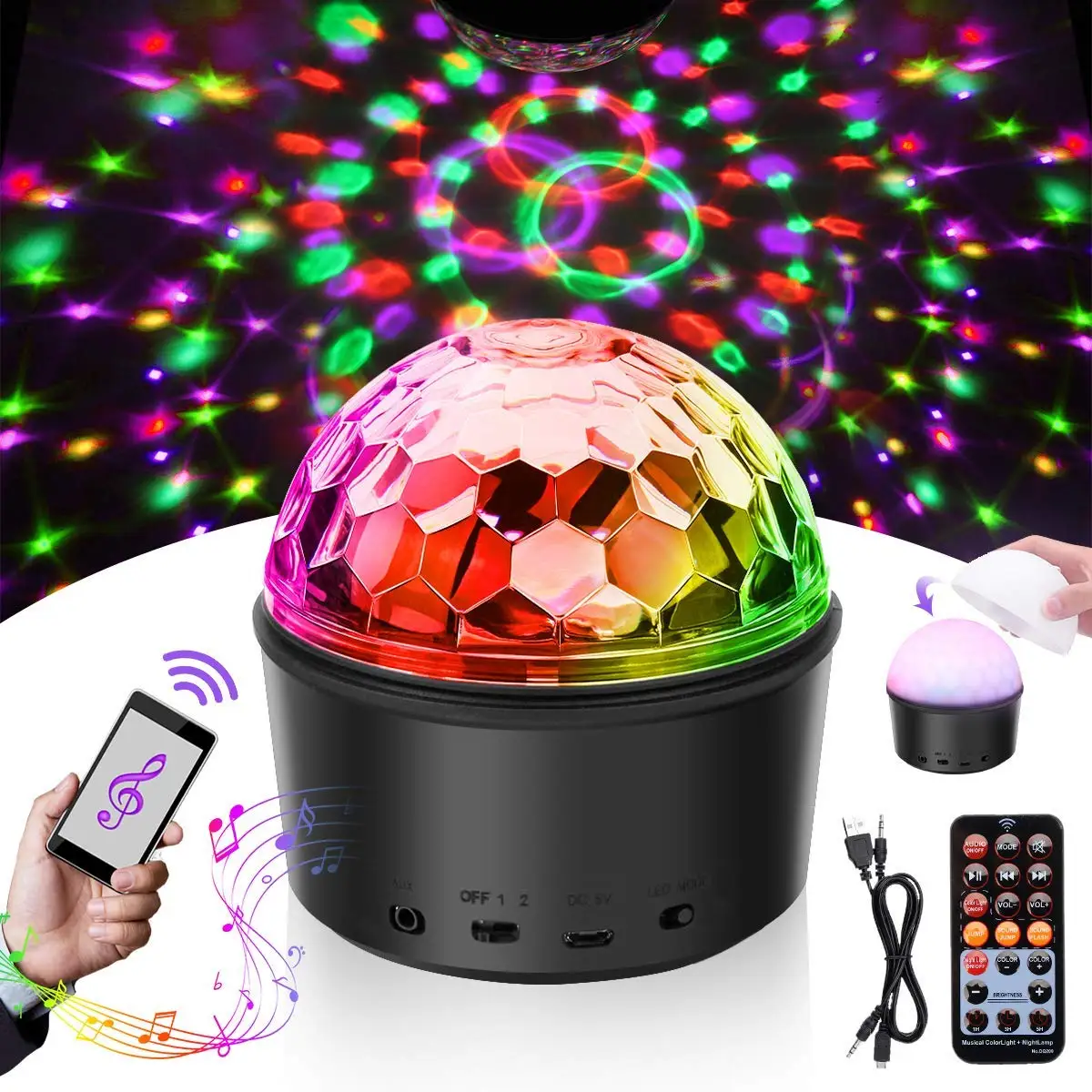 

9W RGB Stage Lighting effect Lamp 9 Colors LED Disco Ball Night Lamp Party Lights DJ Light Projector Music Christmas KTV Party