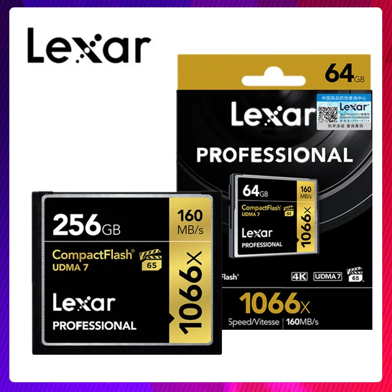 Лучший Lexar UDMA 7 256 GB CF карта 1066x128 GB карты памяти до 160MBs VPG 65 64 Гб компактный адаптер для флэш карт для полного HD3D и 4 K видео