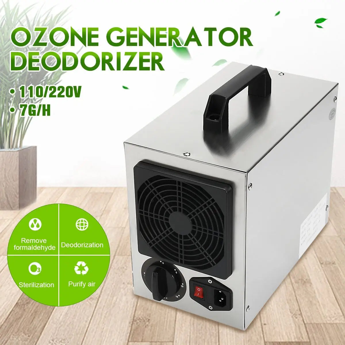 

220V/110V Home Commercial Ozone Generator 7g/h O3 Air Purifier Deodorizer Deodorization Sterilization Air Fresh Cleaner Machine