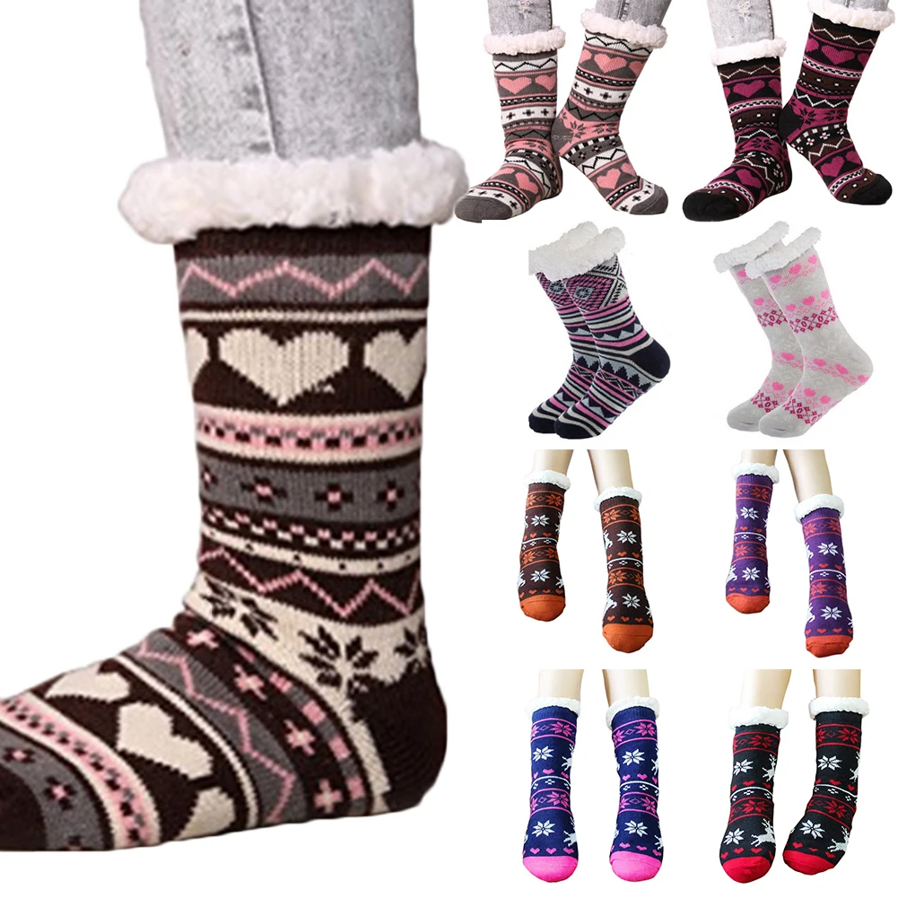 Женские зимние носки, мягкие, теплые, уютные, пушистые, с флисовой подкладкой, рождественские толстые носки, подарок с захватом, тапочки, женские модные носки
