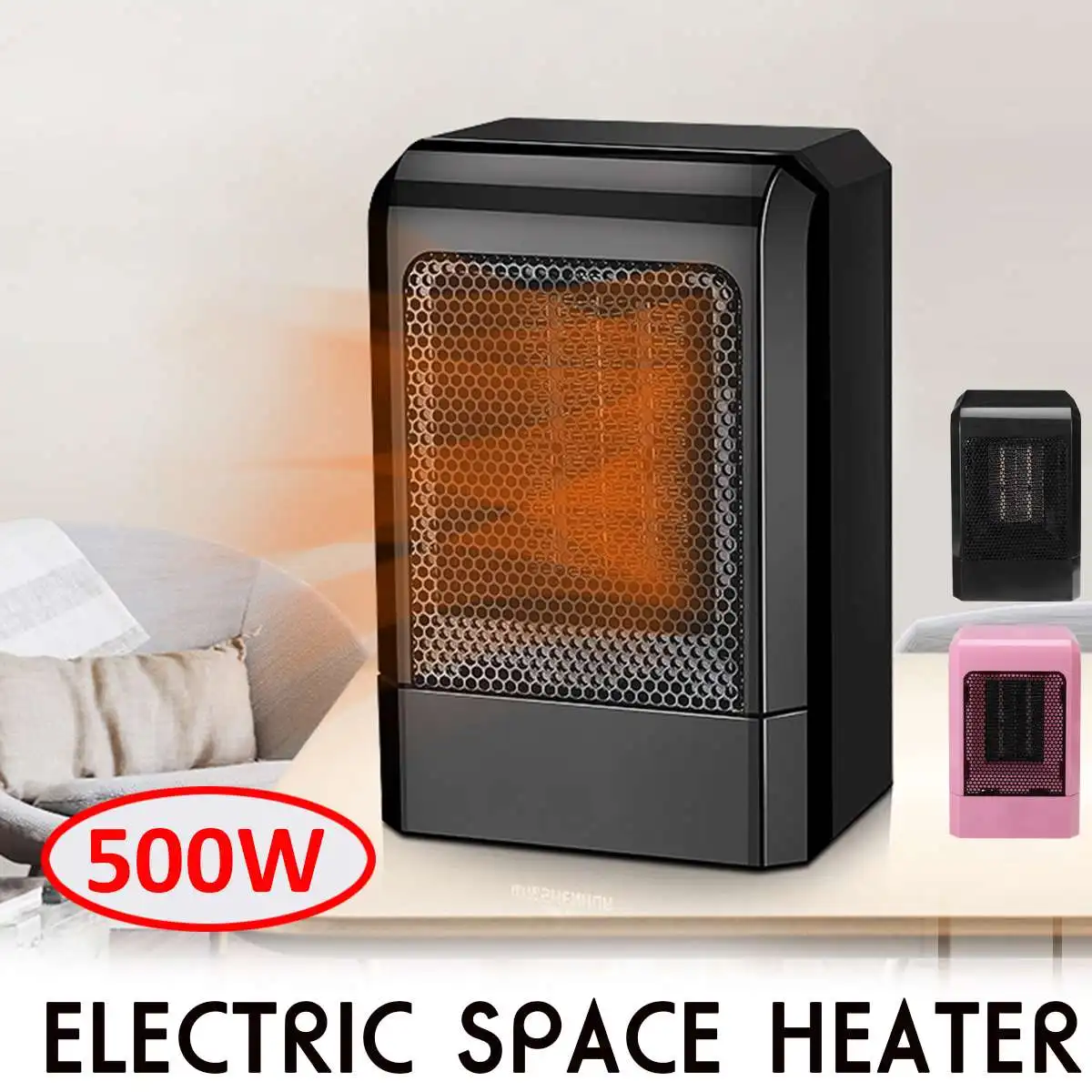 

500W Portable Electric Space Heater Mini Heating Fan Hand Heating Fan Home Office Winter Air Warmer Blower