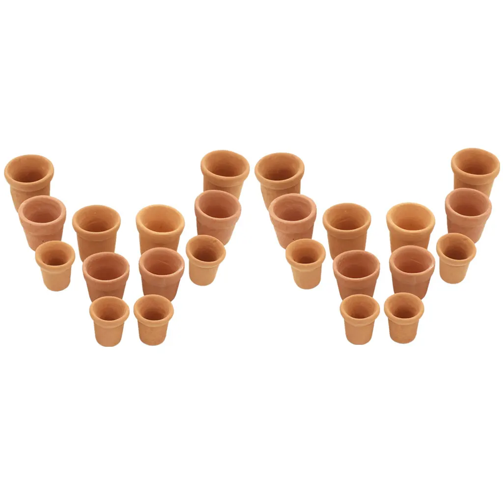 

1/12 Dolls House 24pcs Empty Plants Pots Miniature Garden Accessory, Brown