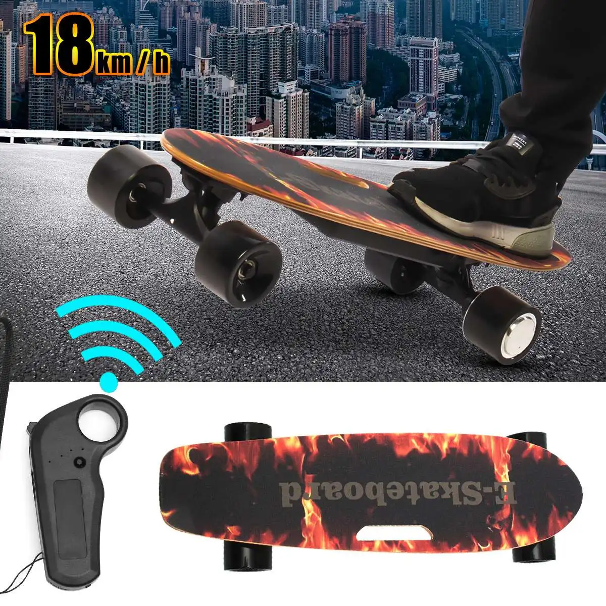 لوح التزلج الكهربائية الرباعي Longboard لوح تزلُّج القيقب سطح اللاسلكية وسيطروا على النائية ل الكبار الأطفال
