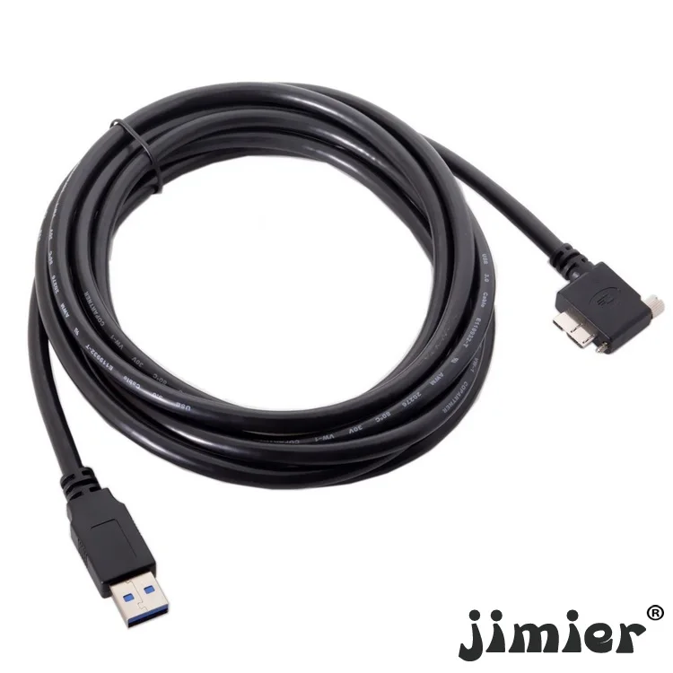 

10pcs/lot Cablecc 3m 90 Degree Right Angled Micro USB Screw Mount to 3.0 Data Cable for Industrial Camera