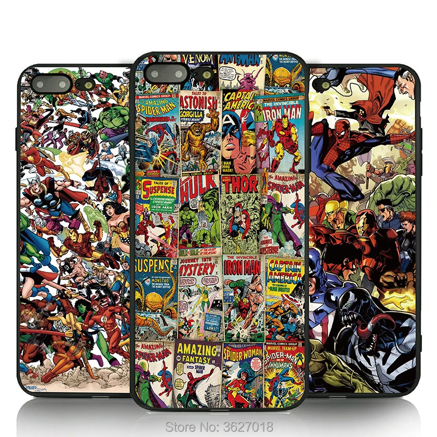 

YAZHYUJE For Huawei mate 20 lite 20 X pro nove 3 3i honor 9i play note 10 8x Black soft TPU Cover marvel heros Silicone Cases