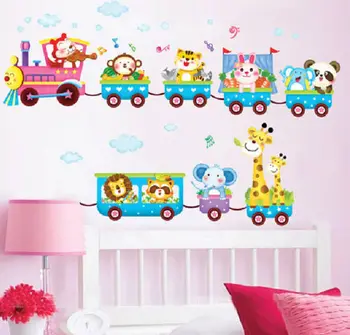 

Animal Train Wall Decal Stickers Vinyl Art Kids Baby Nursery Room Cartoon Decor Fashion PVC Posters Wall Stickers