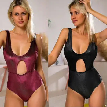 

Sexy Women One-piece Monokini Swimwear Push-up Monokini 2019 New Summer Hollow Solid Beachwear Swimsuit Bathing Suit S-L