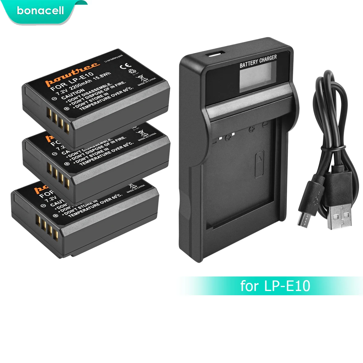 

Bonacell 2200mAh LP-E10 LP E10 LPE10 Camera Battery+LCD Charger For Canon 1100D 1200D 1300D Rebel T3 T5 KISS X50 X70 Battery L10