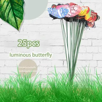 

25PCS/Lot Artificial Butterfly Garden Decorations Simulation Butterfly Stakes Yard Plant Lawn Decor Fake Butterfly