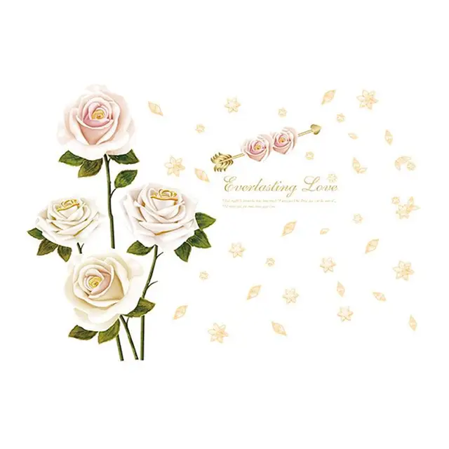 Us 4 33 40 Off 1 Pc Bunga Dinding Stick White Rose Wallpaper Dinding Stiker Dinding Stiker Dinding Dekorasi Di Wall Stickers Dari Rumah Taman