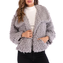 Wisalo размера плюс женское осеннее зимнее пальто с отворотом и карманами с длинным рукавом теплое одноцветное шерстяное пальто новое поступление