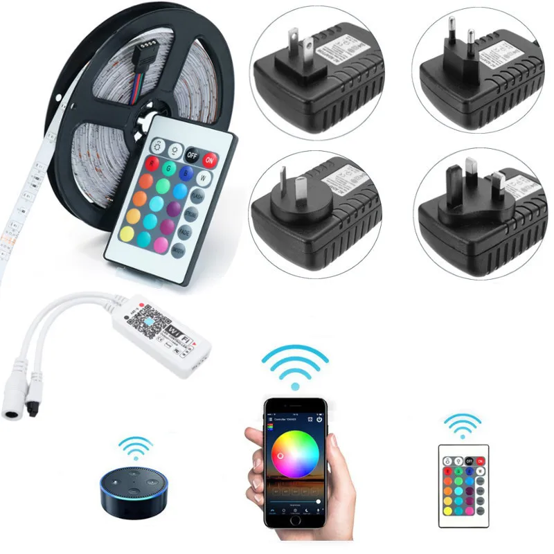 

DC12V 5M SMD2835 for Alexa Smart Home WIFI Controller APP Control Non-waterproof RGB LED Strip Light