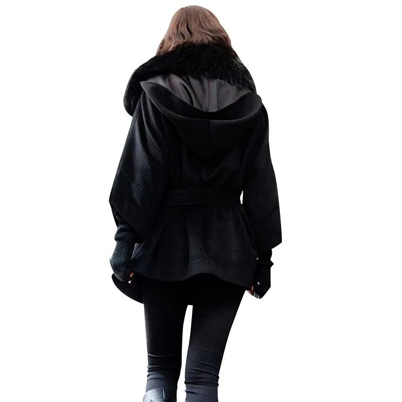 Ruiyige 2018 Winter Coat Women Removable Faux Fur Collar Woman Jacket Outwear Female Woolen Overcoat With Belt&Pockets Oversize Ruiyige 2018 Winter Coat Women Removable Faux Fur Collar Woman Jacket Outwear Female Woolen Overcoat With Belt&Pockets Oversize