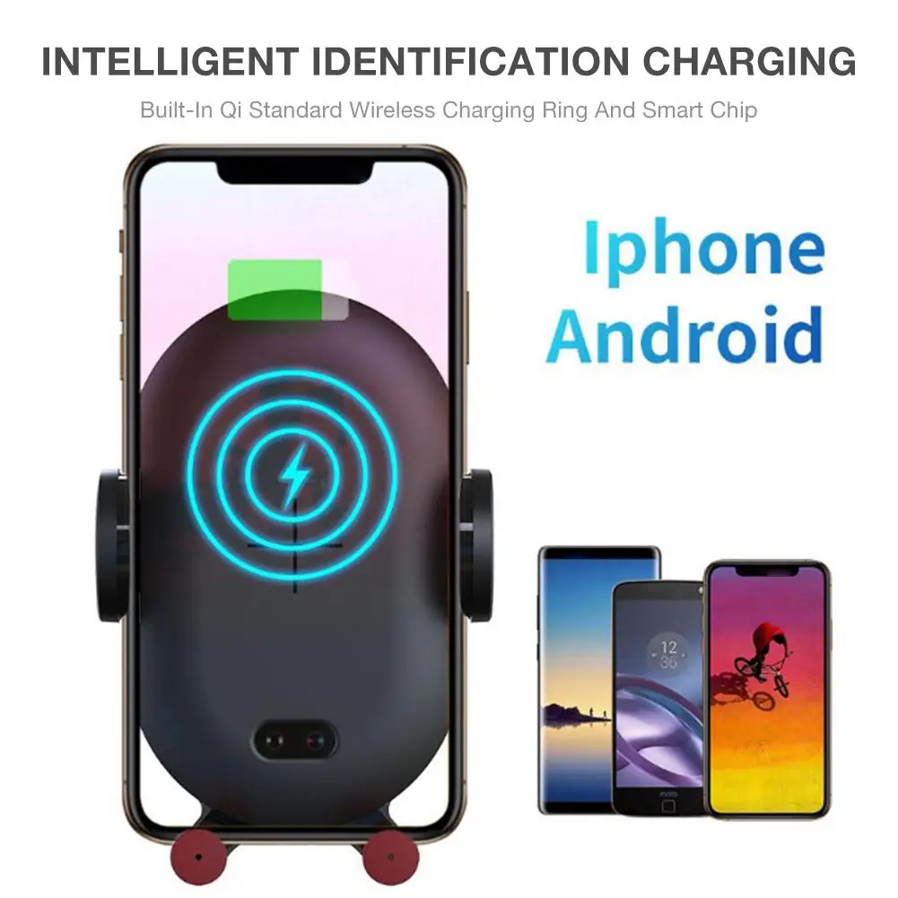 

Infrared Sensor Car Wireless Charger For IPhone X XS 8 Samsung S9 Mobile Phone Charger Fast Wireless Charging Car Phone Holder