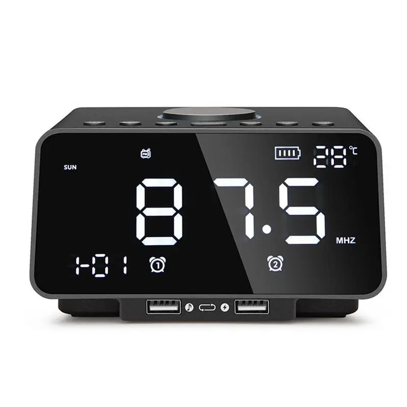 

Smart Bluetooth Speaker Electronic Alarm Clock LED Display Radio Bluetooth FM Audio Amplifier USB Connection TF Card With Remote